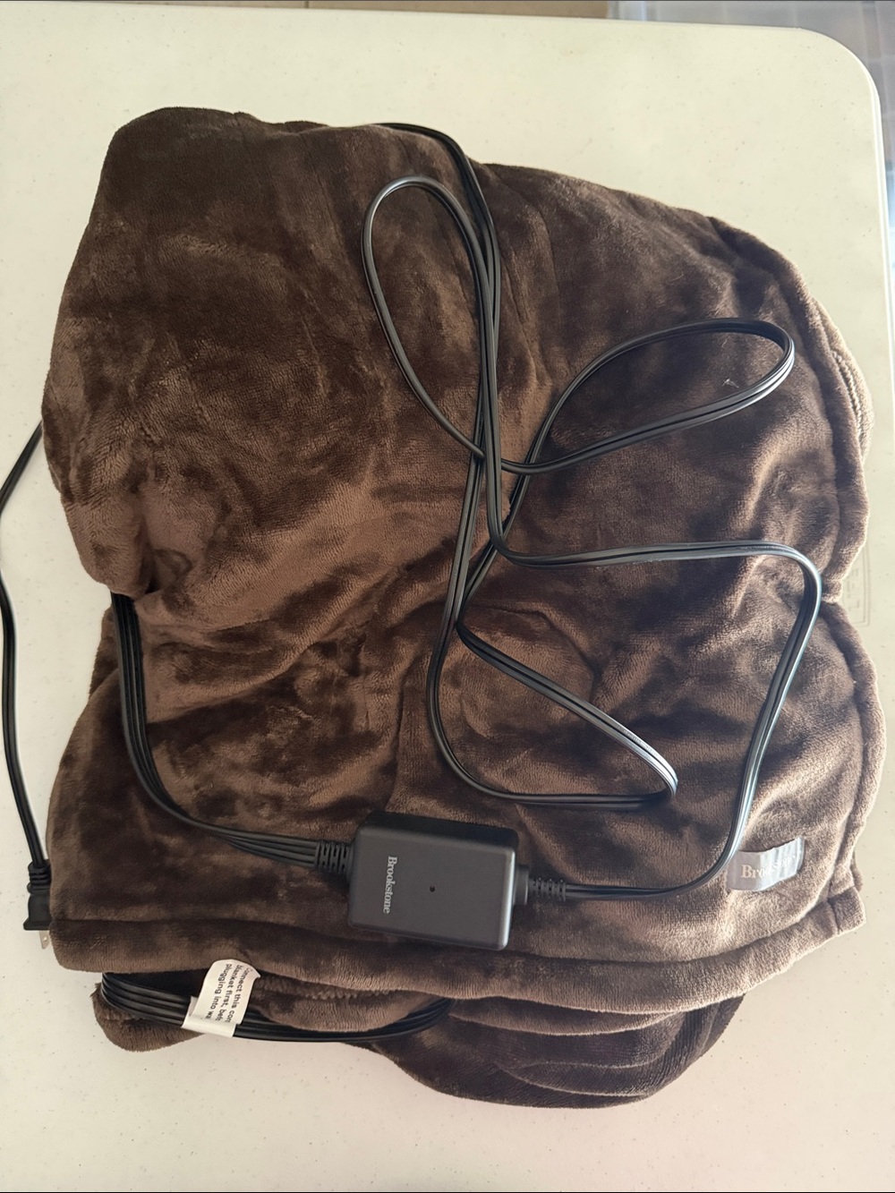 Brookstone Brown Electric Heated Throw Blanket